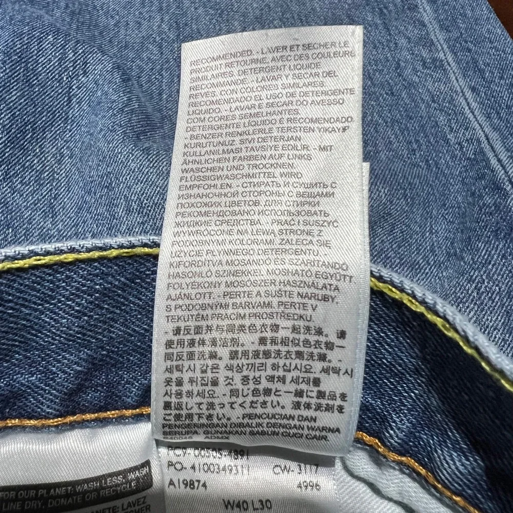 Levis 505 Regular Fit Straight Leg Blue Denim Jeans Mens 40x30 Medium Wash